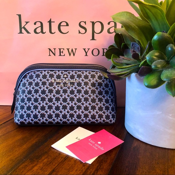 Kate Spade Blue Spade Link Small Cosmetic Bag NWT